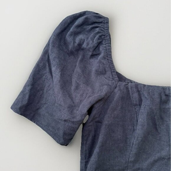 Abercrombie & Fitch linen blend puff sleeve Square neck blouse Size Small - Picture 2 of 6